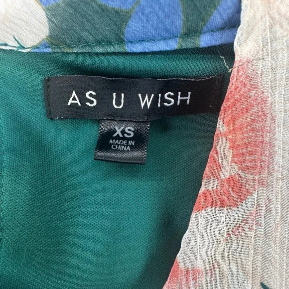 As U Wish Floral-Print Choker-Neck Dress (Green Blush, XS) - Picture 5 of 5